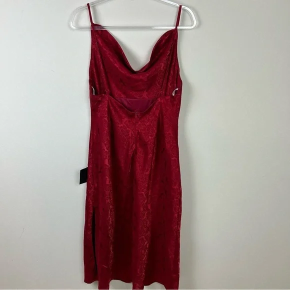 NWT Lulu's You're My Type Red satin jacquard midi slip dress size: XL - Picture 11 of 13